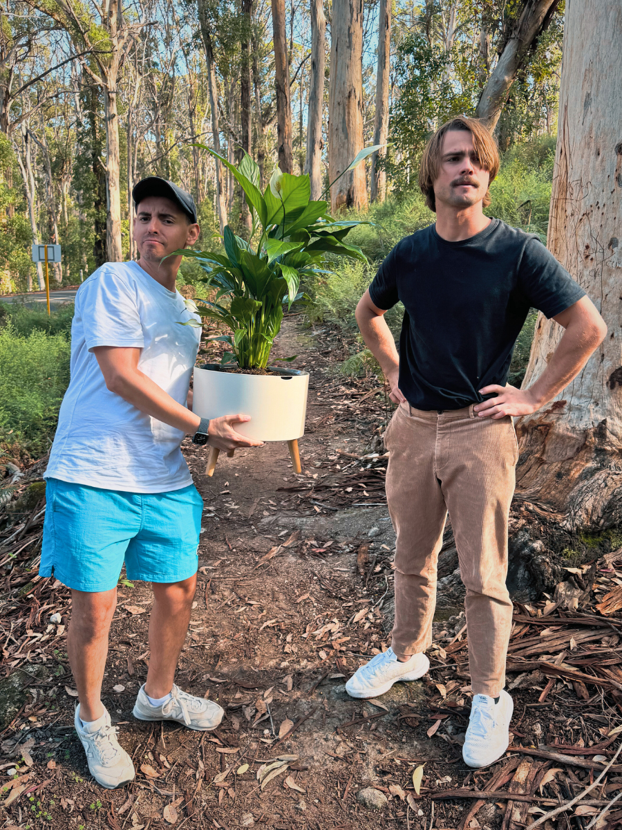 Deryk and Aidan outdoors